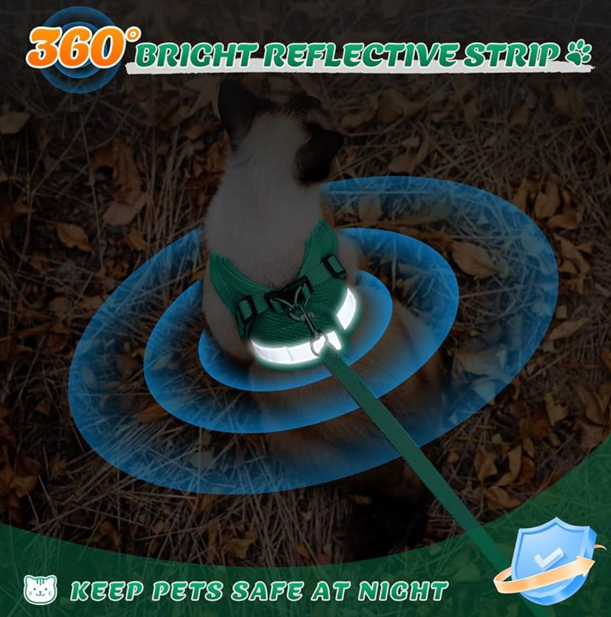 Supet Cat Harness and Leash Set - (size S (Chest: 9.5" - 13.0") Soft Mesh Adjustable Cat Vest Harness with Reflective Strap for Walking Cat and Puppy Rabbit