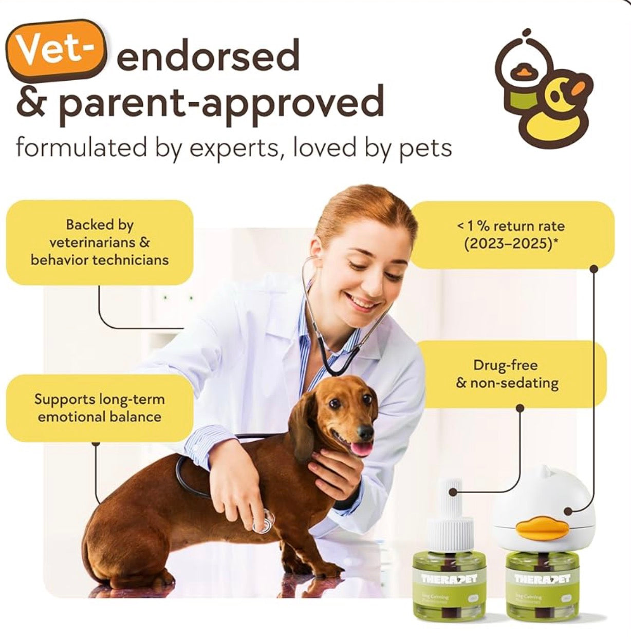 TherapetMD 30-Day Dog Calming Diffuser - for Stress, Destructive Behavior, Pee Accidents, Separation Anxiety, Barking, Aggression & Chewing - 30-Day Refill Included - Packaging May Vary