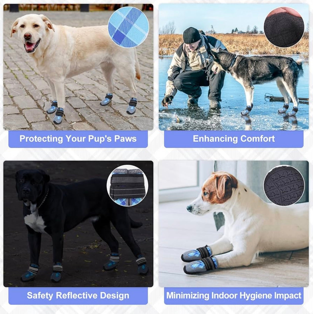 BEAUTYZOO Dog Boots Waterproof Dog Shoes (size 7) for Medium Dogs, Anti-Slip Outdoor Dog Booties Paw Protector for for Hot Pavement Winter Snow Hiking with Reflective Straps 4PCS