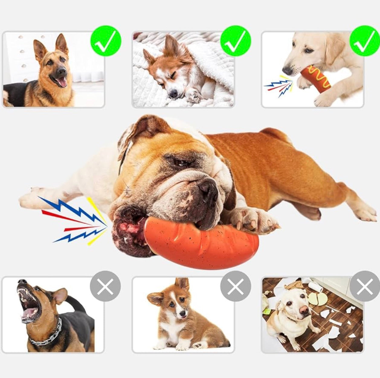 Dog Chew Toys for Aggressive Chewers Indestructible Durable Tough Squeaky Funny Dog Teething Toy for Medium Large Breed