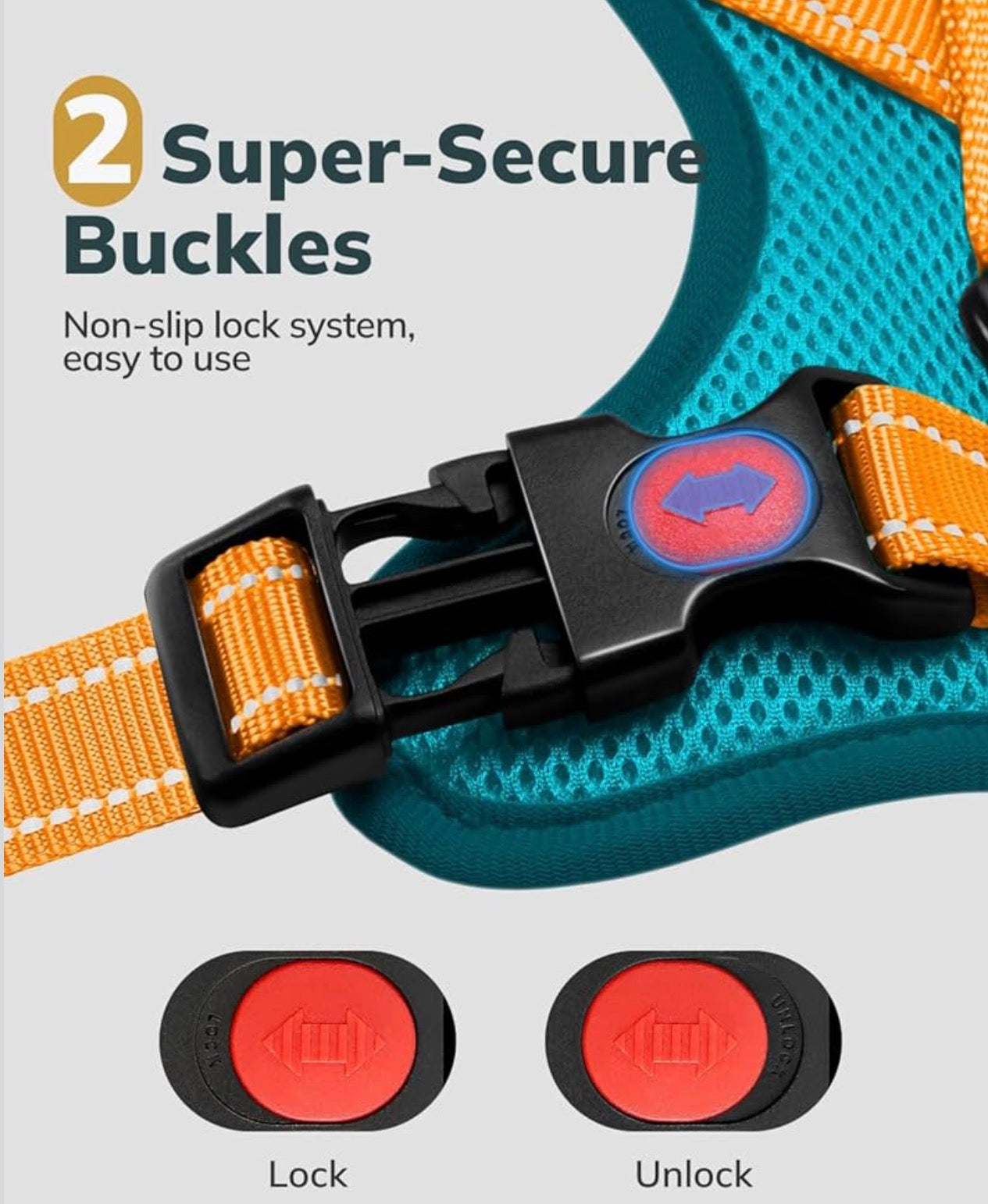 MIDOG No-Pull Dog Harness (size Large)| Adjustable & Reflective Pet Harness for Large Dogs Walking, Training| No Choke, Front Clip, Soft Padded Vest with Easy Control Handle - Blue, L