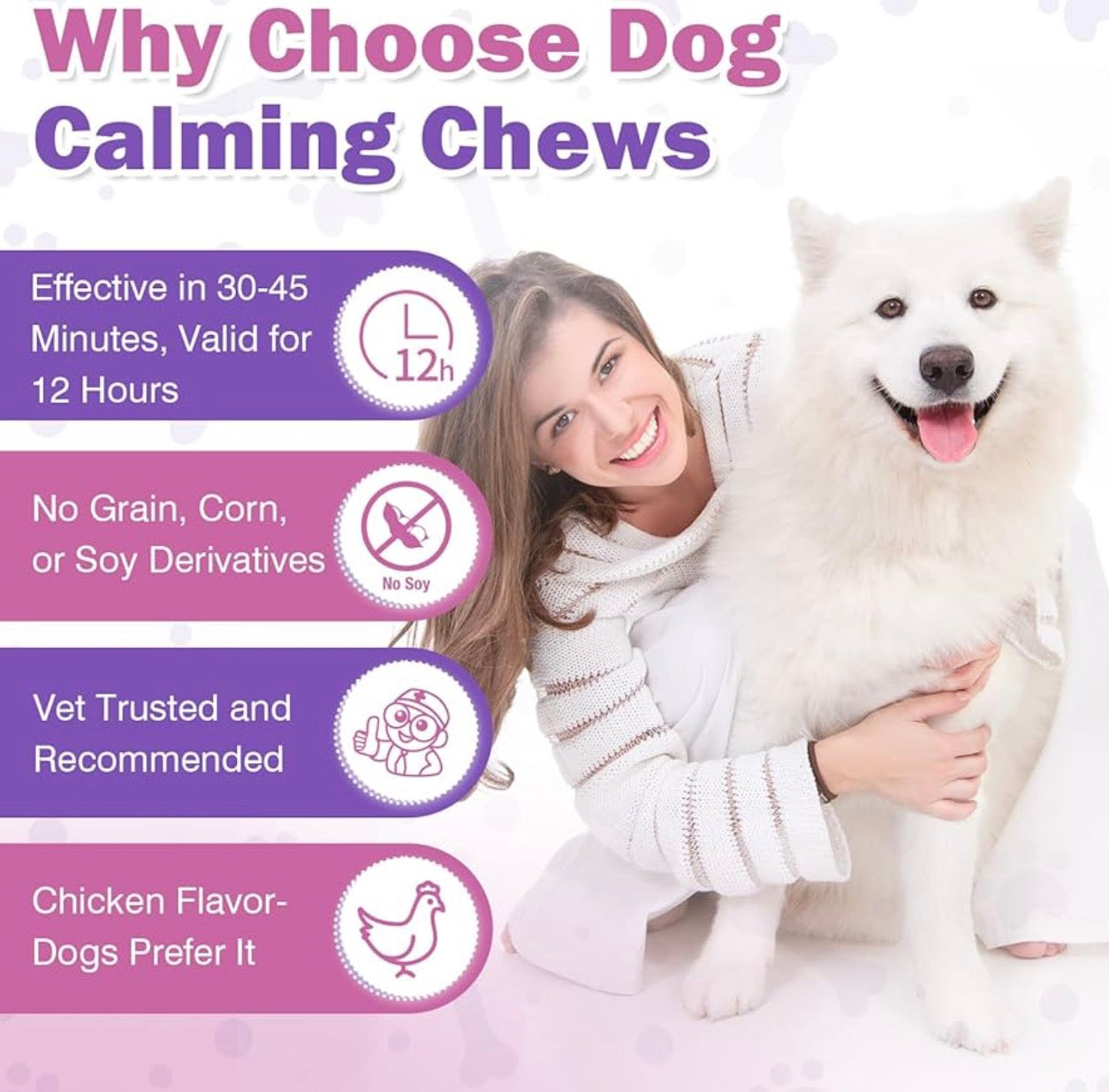 Calming Chews for Dogs 200pc Dog Calming Treat and Bites with Melatonin - Anxiety and Stress Relief Treats for Dogs Puppy Sleep Aid Calm Dog with Noise,Thunder,Barking,Separation,Chewing