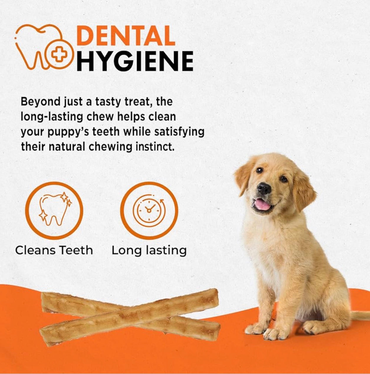 Canine Naturals Puppy Chicken and Rice Chew - Rawhide Free Puppy Treats - Made with USA Chicken - All-Natural & Easily Digestible - 40 Pack of 5-Inch Sticks for Puppies