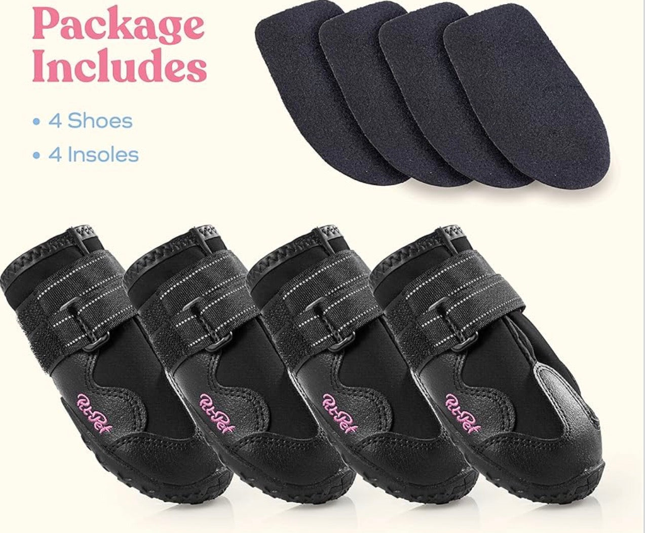 Pit pet Waterproof Dog Shoes - Size 5: 2.44"Width 2.8"Length Stylish Designed Shoes for Dogs - Dog Boots with Non-Slip Rubber Bottom Protects Paw from Hot or Cold Pavement, Dog Booties with Reflective Straps for Dogs Safety, Puppy Shoes.