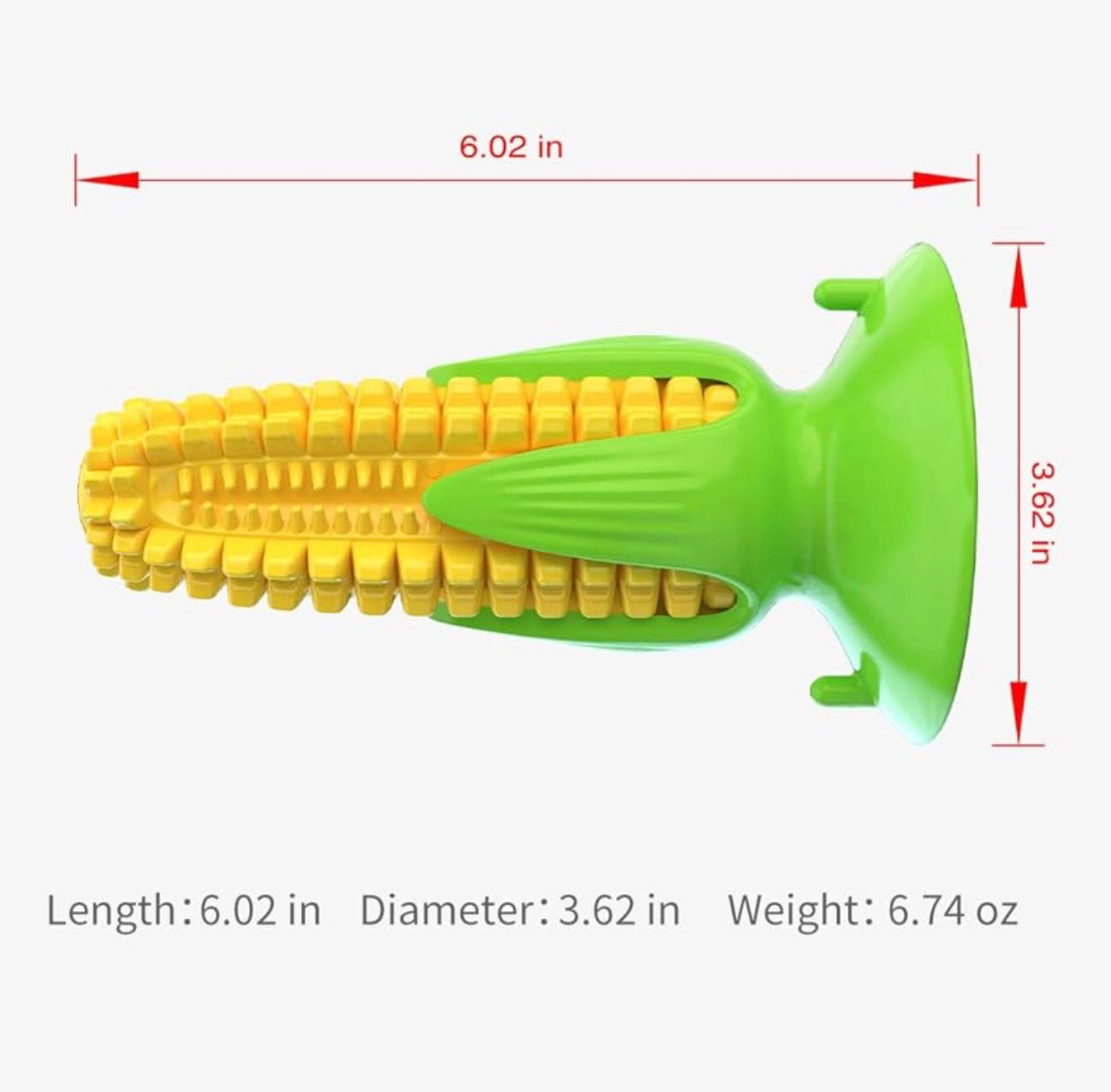 Guardians Dog Squeaky Chew Toy with Suction cup, Dogs Toothbrush Teeth Cleaning Squeaky Stick for Aggressive Chewers for Small Medium Dogs (Yellow Corn)