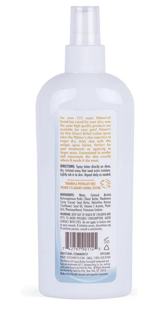 Palmer's For Pets Direct Relief Dog Lotion Spray with Cocoa Butter 8 oz