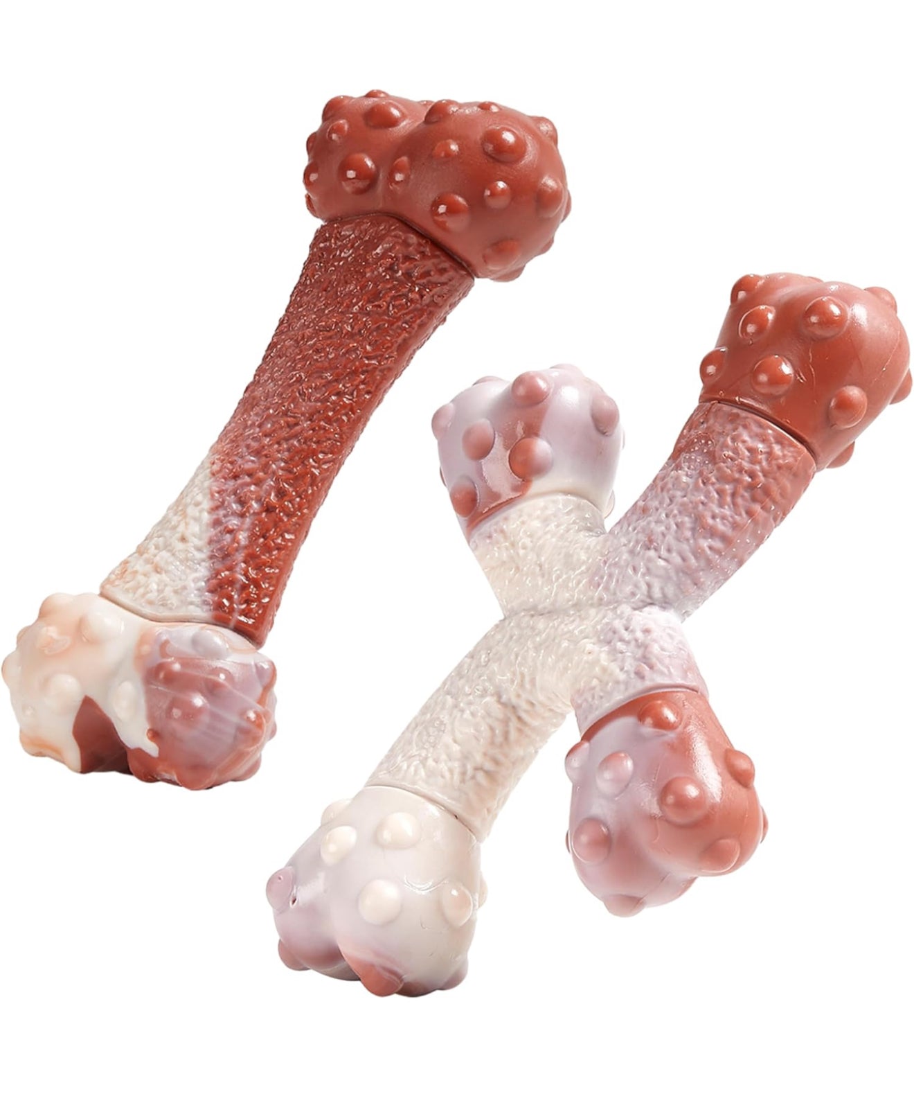 Eastpet Dog Chew Toys for Aggressive Chewers Medium/Large Breed,Bacon Flavor,Tough Bones with Nylon(2 Pack)