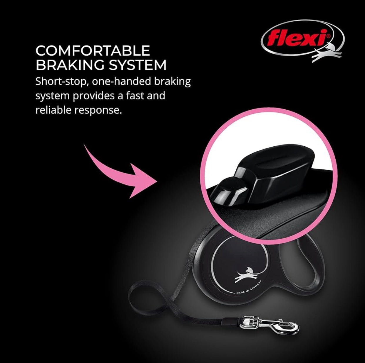 Flexi New Classic Retractable Dog Leash (Tape), 10 ft, Extra Small, Black