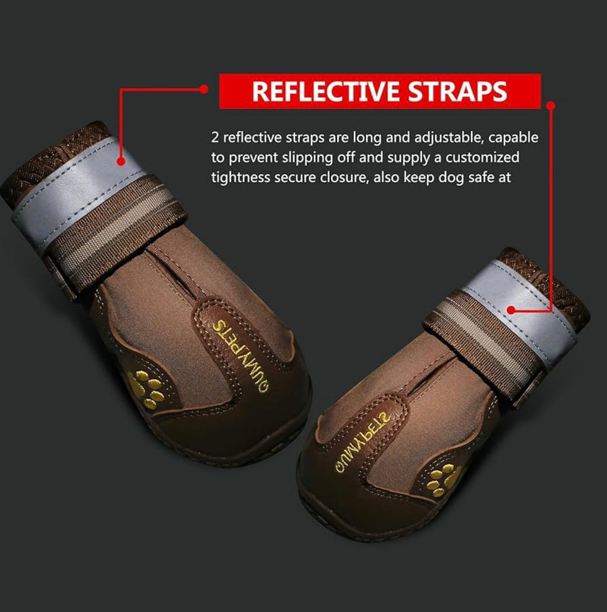 QUMY Dog Shoes Paw Protectors Size 5 for Winter Snowy Day, Summer Hot Pavement, Water-Resistant in Rainy Weather, Outdoor Walking, Indoor Hardfloors Skid-Resistant Sole