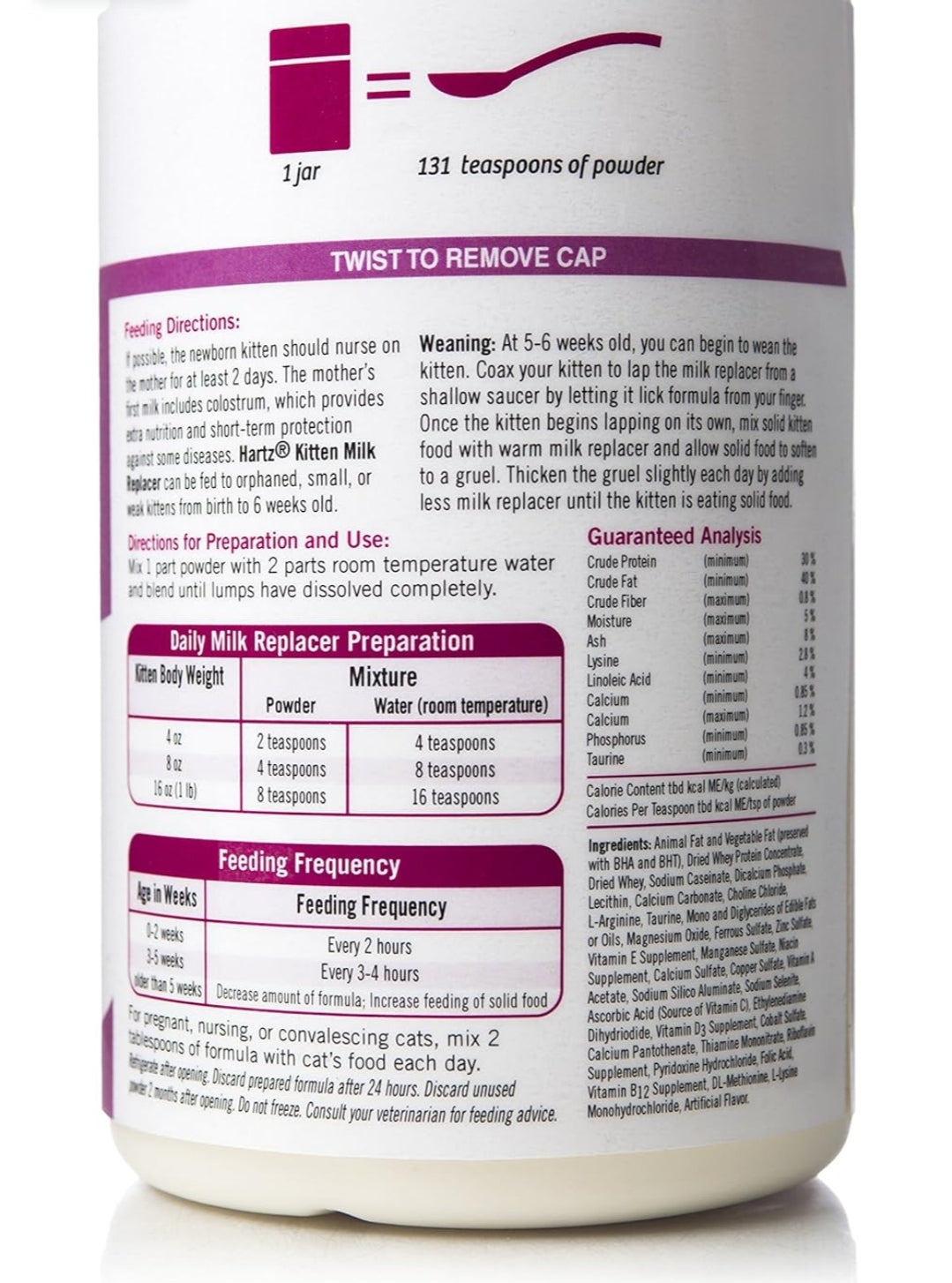 Hartz Powered Kitten Milk Replacer Formula