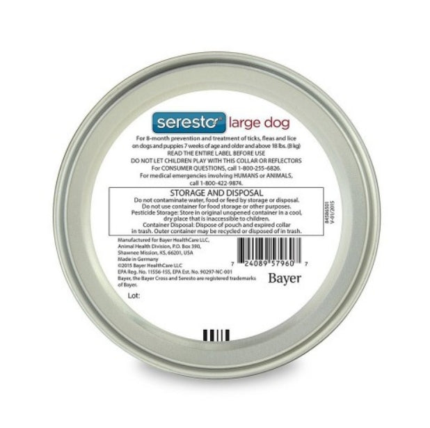 Seresto Flea and Tick Collar for Large Dogs 8-Month Tick and Flea Control for Large Dogs Over 18 lbs