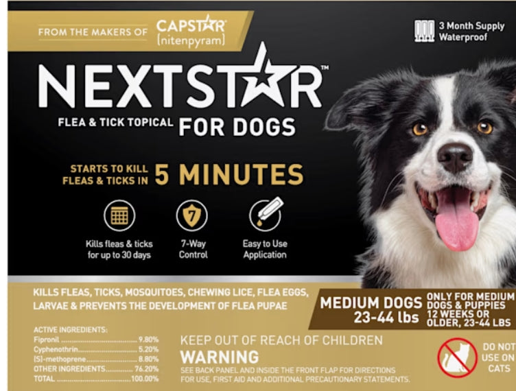 Nextstar Flea & Tick Topical Prevention for Dogs 23-44 lbs., 3 Month Supply