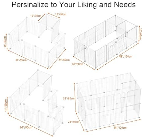 HOMIDEC Pet Playpen, Small Animals Cage DIY Wire Yard Fence with Door for Indoor/Outdoor Use, Portable for Puppies, Kitties ,Bunny, Turtle 48" x 24" x 16"