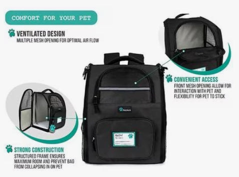PetAmi Deluxe Backpack Dog & Cat Carrier, Black