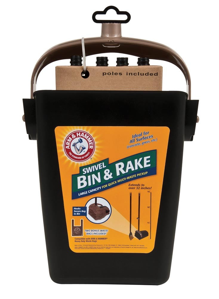 Arm & Hammer Swivel Bin & Rake Black 1ea/One Size