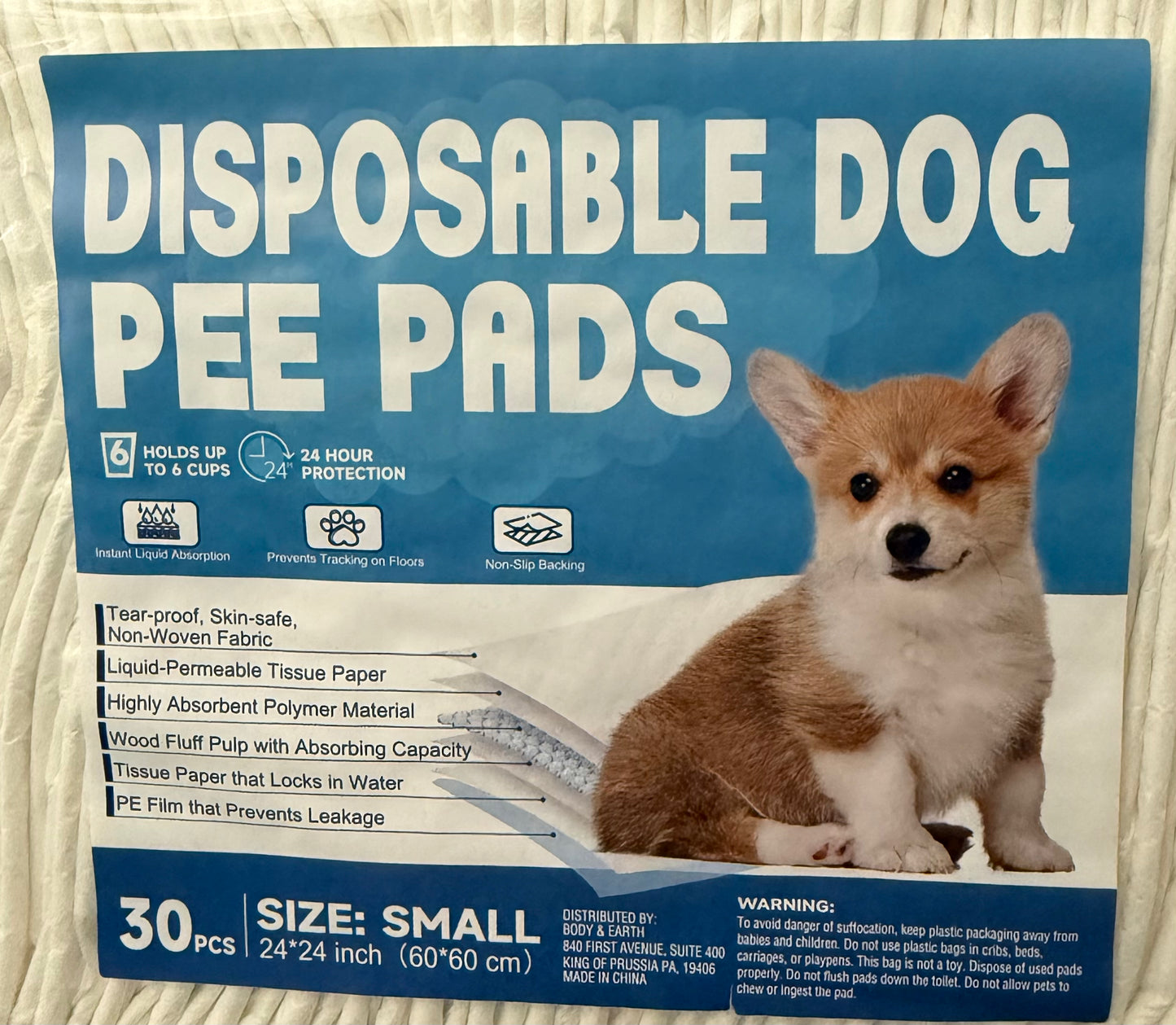 Disposable Dog Pee Pads 30 pieces 24inx24in