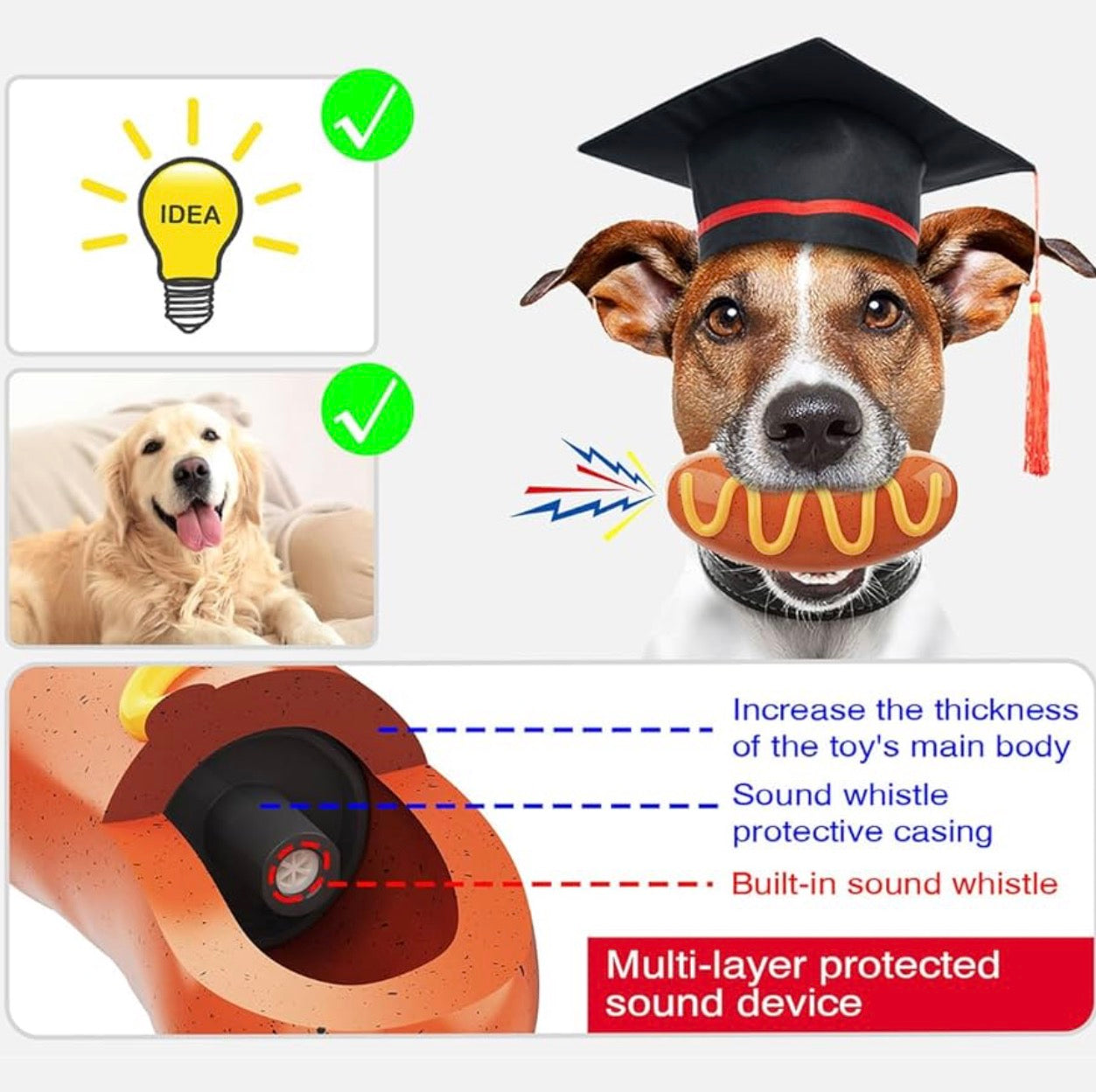 Dog Chew Toys for Aggressive Chewers Indestructible Durable Tough Squeaky Funny Dog Teething Toy for Medium Large Breed