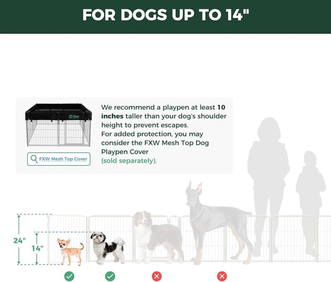 FXW Homeplus Unleashed Indoor Dog Playpen - Stress-Free and Safe Play, Heavy Duty 24 Inch 8 Panels Dog Pen for Puppy and Small Dogs, White