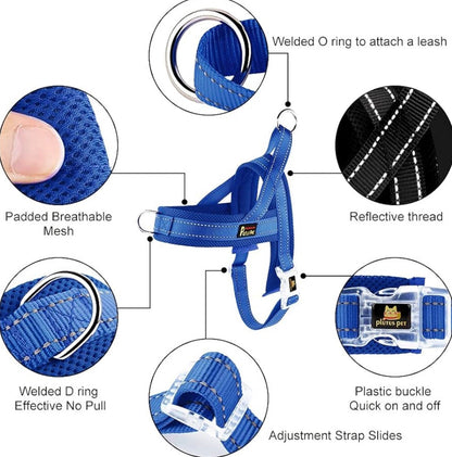 Plutus Pet No Pull Dog Harness (size medium: chest 19.7"-25.2" )with Breathable Mesh Padded, Adjustable Reflective Escape Proof Dog Harness, Quick Fit Dog Vest Harness for Medium  Dogs(M, Navy Blue)