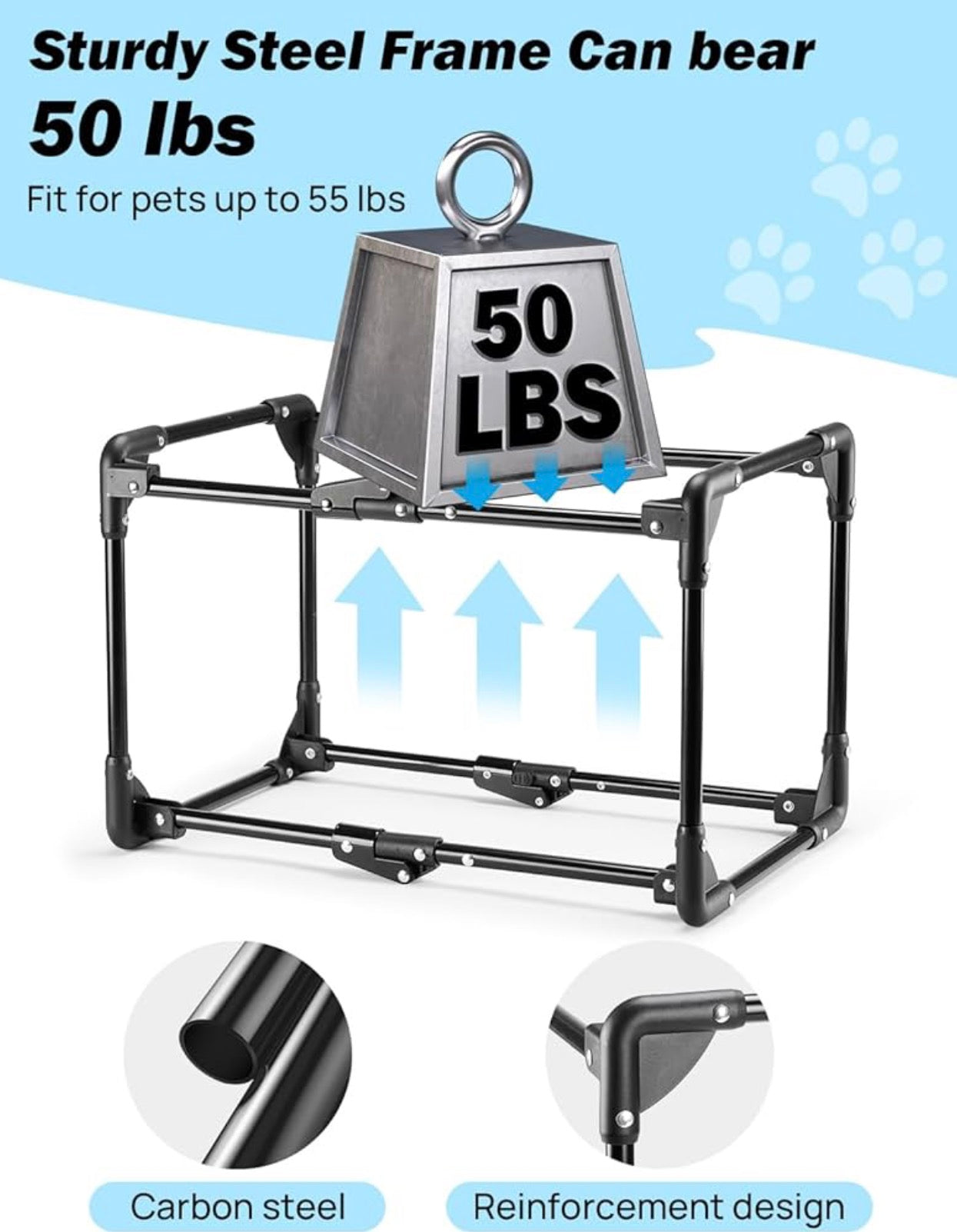 JOYTUTUS Collapsible Dog Crate, 32 Inch Portable Pet Crate for Car, Travel Dog Kennel Foldable Dog Crate for Large Dog 50lbs, Soft Cat Carrier Fit for Indoor & Outdoor/Trunk (Blue)