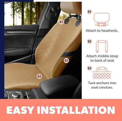 Active Pets Dog Car Seat Cover, Waterproof Front Seat Protector for SUV Truck Sedan, Pet Safety Travel Comfort System with Universal Fit, Beige