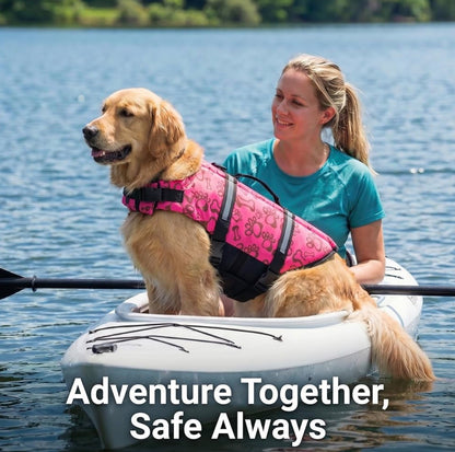 Dog Life Jacket with Rescue Handle, for Swimming, Boating. Adjustable Reflective Puppy Swim Vest with Superior Buoyancy for extra- Large Dogs