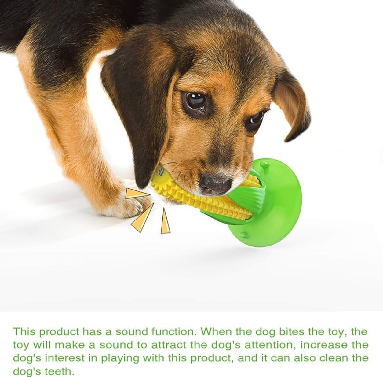 Guardians Dog Squeaky Chew Toy with Suction cup, Dogs Toothbrush Teeth Cleaning Squeaky Stick for Aggressive Chewers for Small Medium Dogs (Yellow Corn)