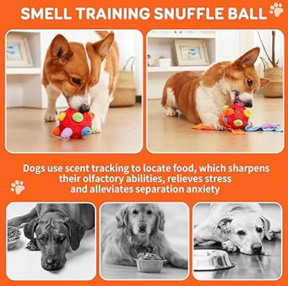 Dog Snuffle Ball Toy, Interactive Dog Puzzle Ball, Encourage Natural Foraging Skills Slow Feeder Training Dog Sniff Toy (Red)