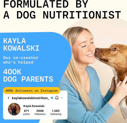 8-in-1 Dog Multivitamin – 100% Natural Supplement Powder with Colostrum for Healthy Skin, Joints & Energy – Crafted by Dog Nutritionist Kayla Kowalski, Made in USA – 30 Scoops