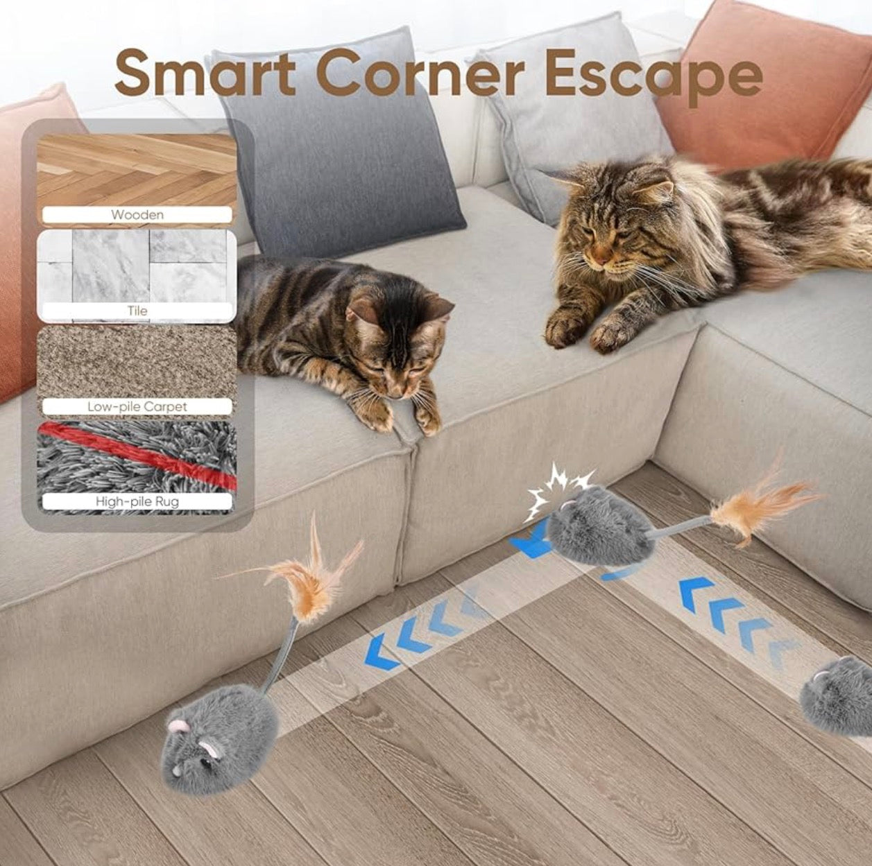 Pawingcat Remote Control Cat Toy, Rechargeable Mouse, Automatic Interactive for Indoor with 3-Speed Adjustment and 4 Directions