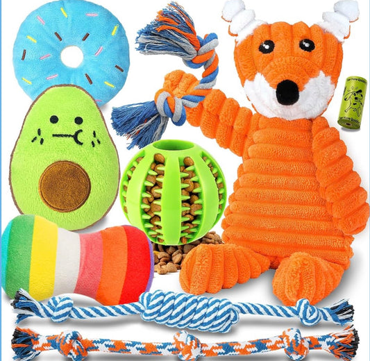 Zeaxuie 9 Pack Luxury Puppy Toys for Teething Small Dogs, Puppy Chew Toys with Cute Squeaky Dog Toys, Ball and More