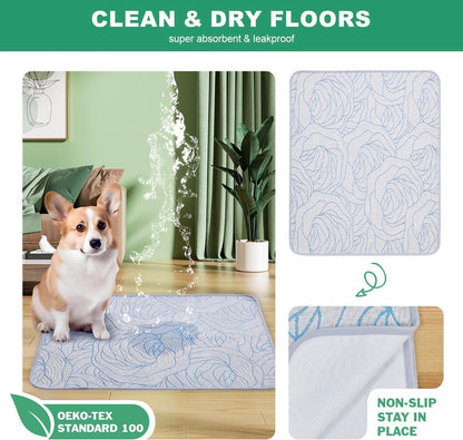 Qeils Pee Pads Reusable Washable Puppy Pads- 2 Pack 30"x34" Heavy Absorbent Protective Pads Leakproof Dog Training Pads, Non-Slip Potty Incontinence Pads for Bed, Floor, Couch, Carpet, Kennel, Crate