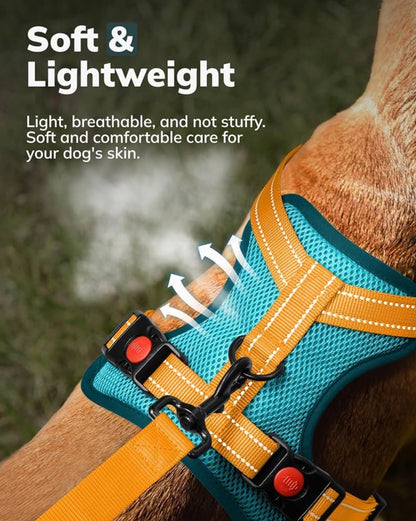 MIDOG No-Pull Dog Harness (size Large)| Adjustable & Reflective Pet Harness  for Large Dogs Walking, Training| No Choke, Front Clip, Soft Padded Vest with Easy Control Handle - Blue, L