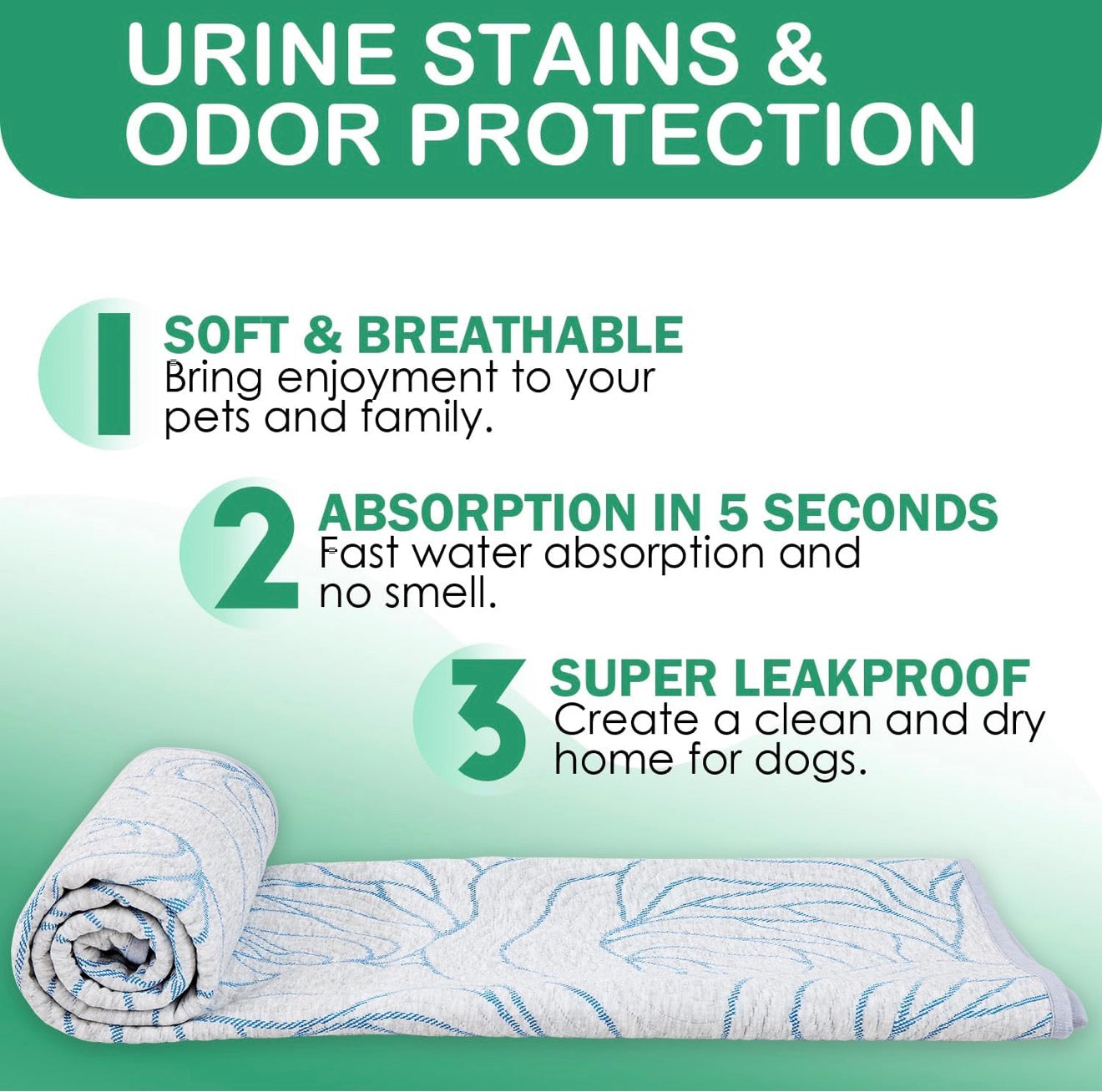 Qeils Pee Pads Reusable Washable Puppy Pads- 2 Pack 30"x34" Heavy Absorbent Protective Pads Leakproof Dog Training Pads, Non-Slip Potty Incontinence Pads for Bed, Floor, Couch, Carpet, Kennel, Crate