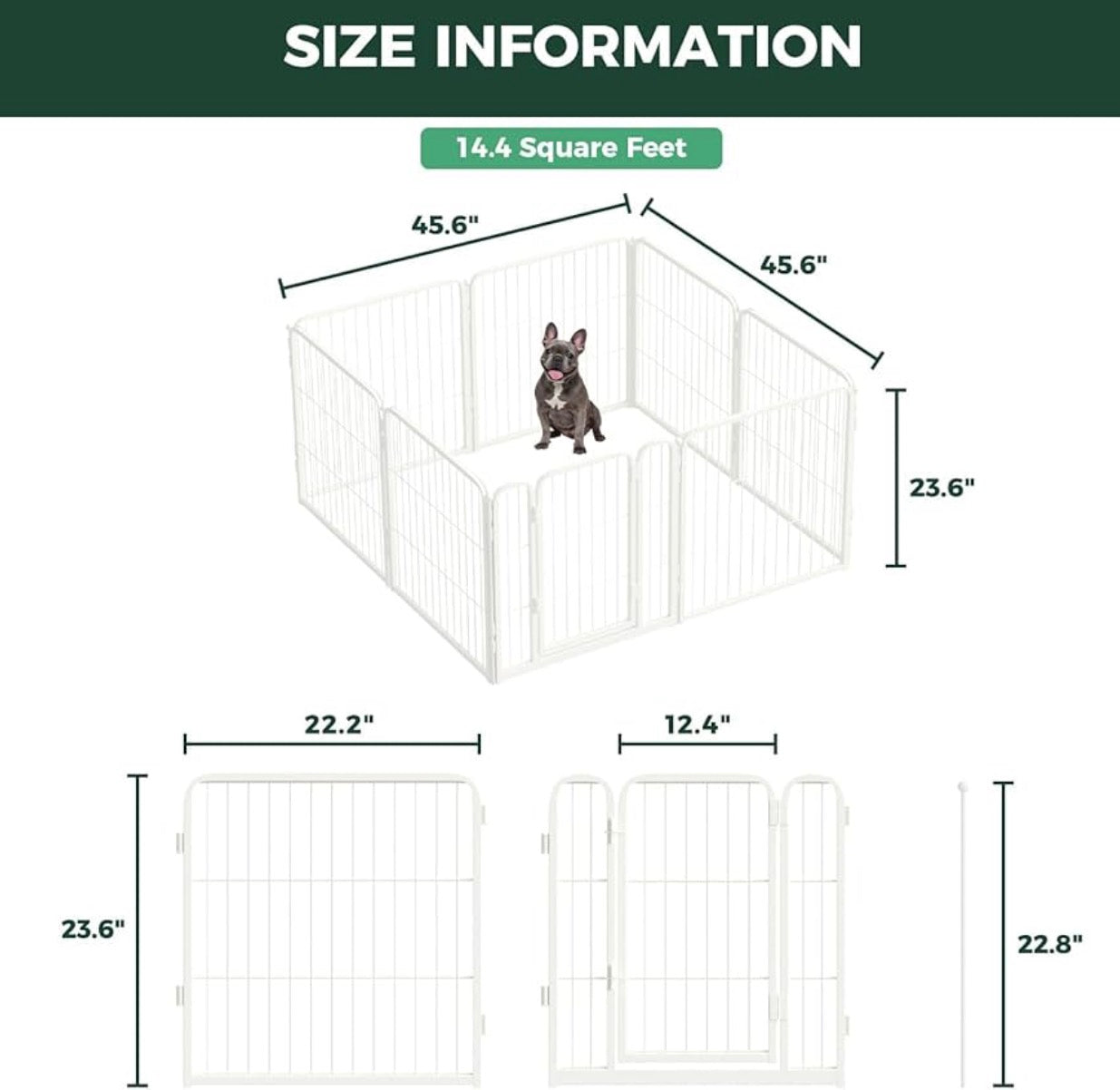 FXW Homeplus Unleashed Indoor Dog Playpen - Stress-Free and Safe Play, Heavy Duty 24 Inch 8 Panels Dog Pen for Puppy and Small Dogs, White
