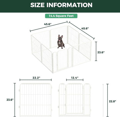 FXW Homeplus Unleashed Indoor Dog Playpen - Stress-Free and Safe Play, Heavy Duty 24 Inch 8 Panels Dog Pen for Puppy and Small Dogs, White