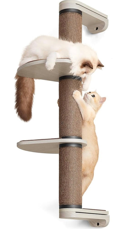 Feandrea Clickat Collection - No.006 Cat Tree Scratching Post, 39.7-Inch Tall Thicker Wall Mounted Cat Scratcher Posts, 2 Cats Perch Platform, Easy Assembly, Suit for Multi Cats Climb Play Nap Scratch