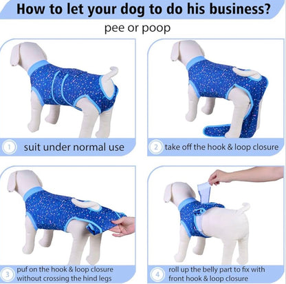 PetWarm Female Dog Surgery Recovery Suit for Spay, medium size Recovery Suit for Male Dogs, Bodysuit for Abdominal Affected Areas Sensitive Skin Areas, Onesie for Dogs After Surgery, Galaxy Pattern, Blue, M