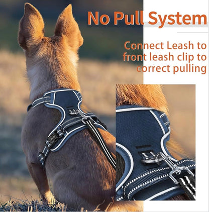 HEELE Dog Harness for Large Dogs No Pull Dog Vest Harness for Large Dog with Soft Padded Handle Reflective for Outdoor Training, Royal Blue, Size L: Neck 46-66cm(18-26in), Chest 43-86cm(17-34in).