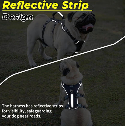 Wuffley Escape Proof Dog Harness and Leash Set, Lightweight Dog Harness with Lift and Assist Handle, No Pull Reflective Pet Vest for Small Medium Dogs, Ideal for Puppy Walking and Training (Black, M)