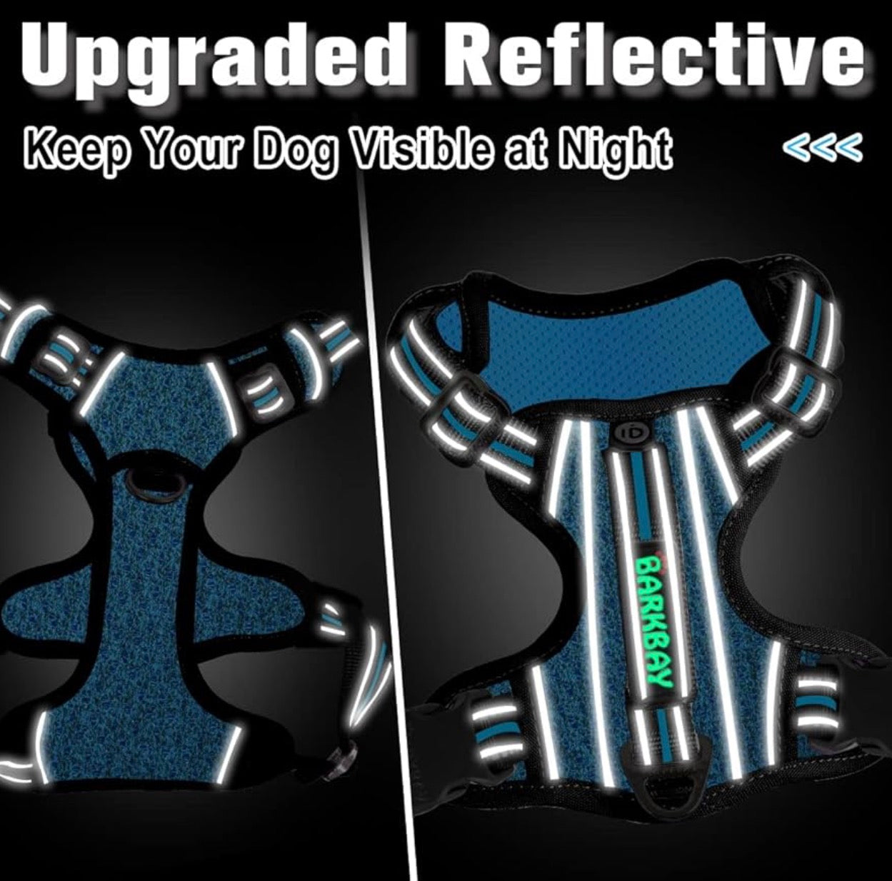 BARKBAY Dog Harness XL (Chest: 30-38”) No Pull with ID Tag Pocket - Heavy Duty, Reflective, Easy Control for Large Dogs(Blue/Black)
