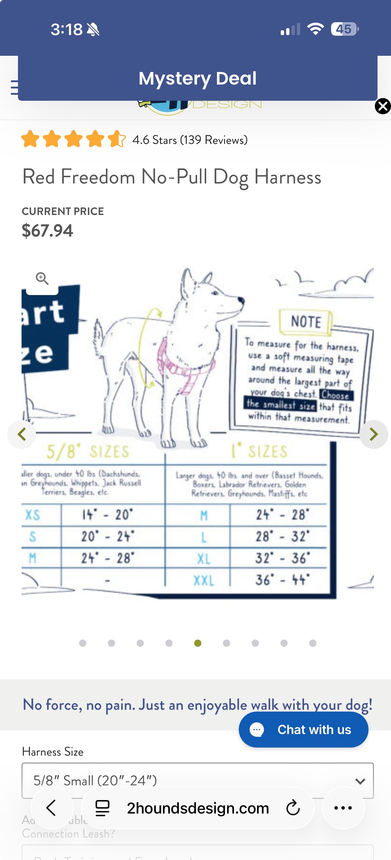 Red Freedom No-Pull Dog Harness with euro leash