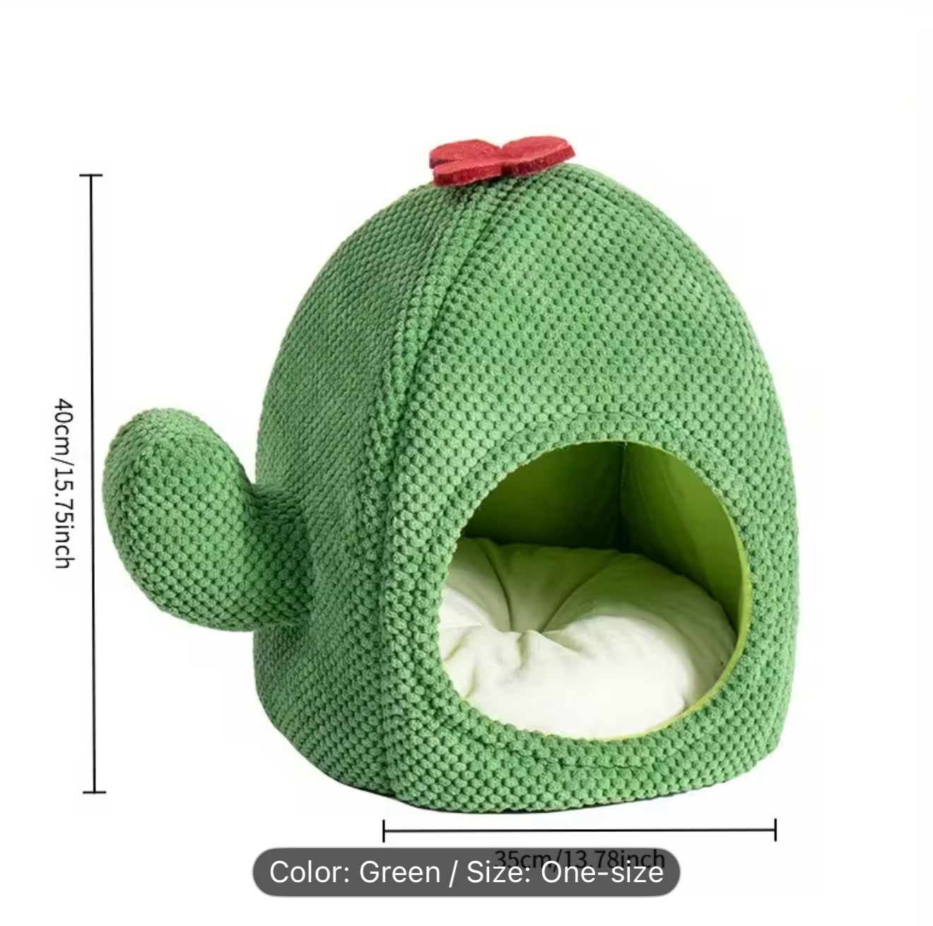 All-Season Comfort Cat & Small Dog House - Modern Cactus Pet Bed with Soft Green Interior, Cute Desert Hut Design, Easy Assembly Indoor/Outdoor Shelter, Cozy Durable Hideout for Cats and Small Dogs, Compact Spacious Bed with Entrance