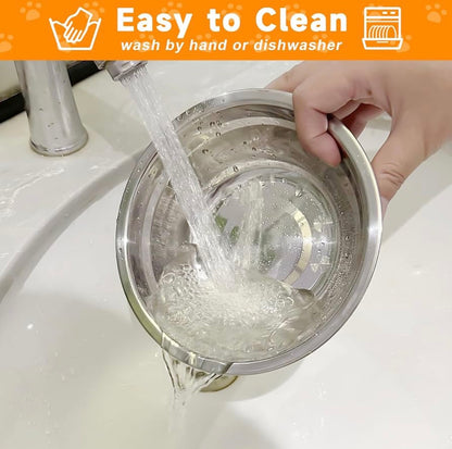 Fuliuna Heated Pet Bowl, Outdoor Heated Pet Bowl with Double Stainless Steel Bowl 23 OZ, Water Food Bowls for Pets,Thermal Pet Bowl Provide Drinkable Water and Hot Food in Winter