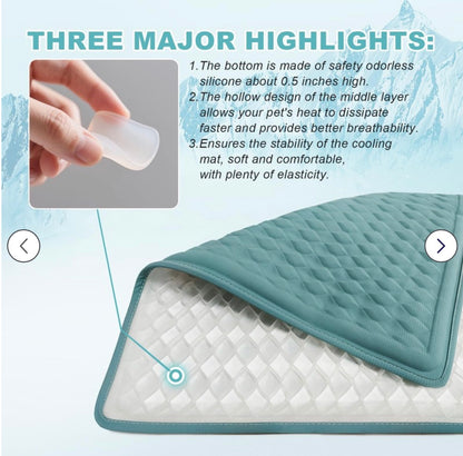 GOLOPET Extra Large Dog Cooling Mat,45×23 inches. For Extral Large Dogs,Silicone Anti-Slip and Foldable,Ice Cool Fabric,Suitable for Indoor& Outdoor Floor &Car Seat