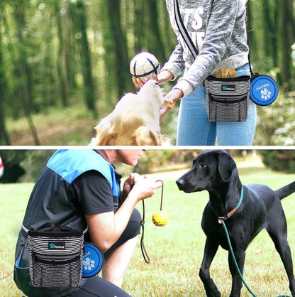 PetAmi Dog Treat Pouch, for Training, Dog Walking , Pet Food,Toys, Dog Trainer Essentials Supplies, Poop Bag Dispenser, 3 Ways to Wear (Black Stripes)