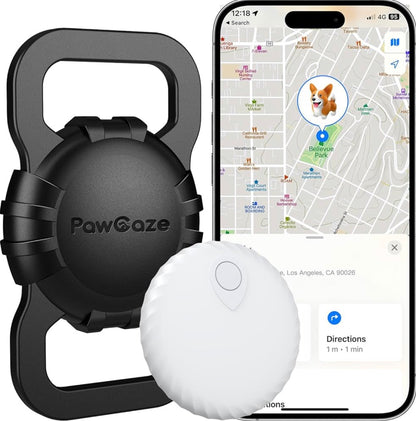 Pawgaze Cat Dog Items Tracker Compatible with Apple iOS FindMy App, Anti-Lost Tracking Device FinderTag for Dogs, Cats, Pets, Luggage, Items, with Silicone Cover for Pets' Collars/Bag Straps (Black)