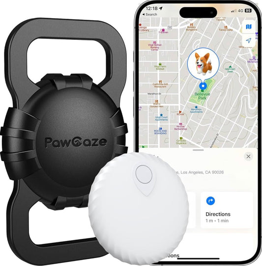 Pawgaze Cat Dog Items Tracker Compatible with Apple iOS FindMy App, Anti-Lost Tracking Device FinderTag for Dogs, Cats, Pets, Luggage, Items, with Silicone Cover for Pets' Collars/Bag Straps (Black)