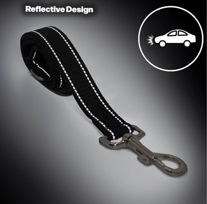 Pet & Posh Reflective Dog Leash - Premium Neoprene Padded Leash, Adjustable & Breathable Nylon for Safety and Style (Black, 4 ft Standart)
