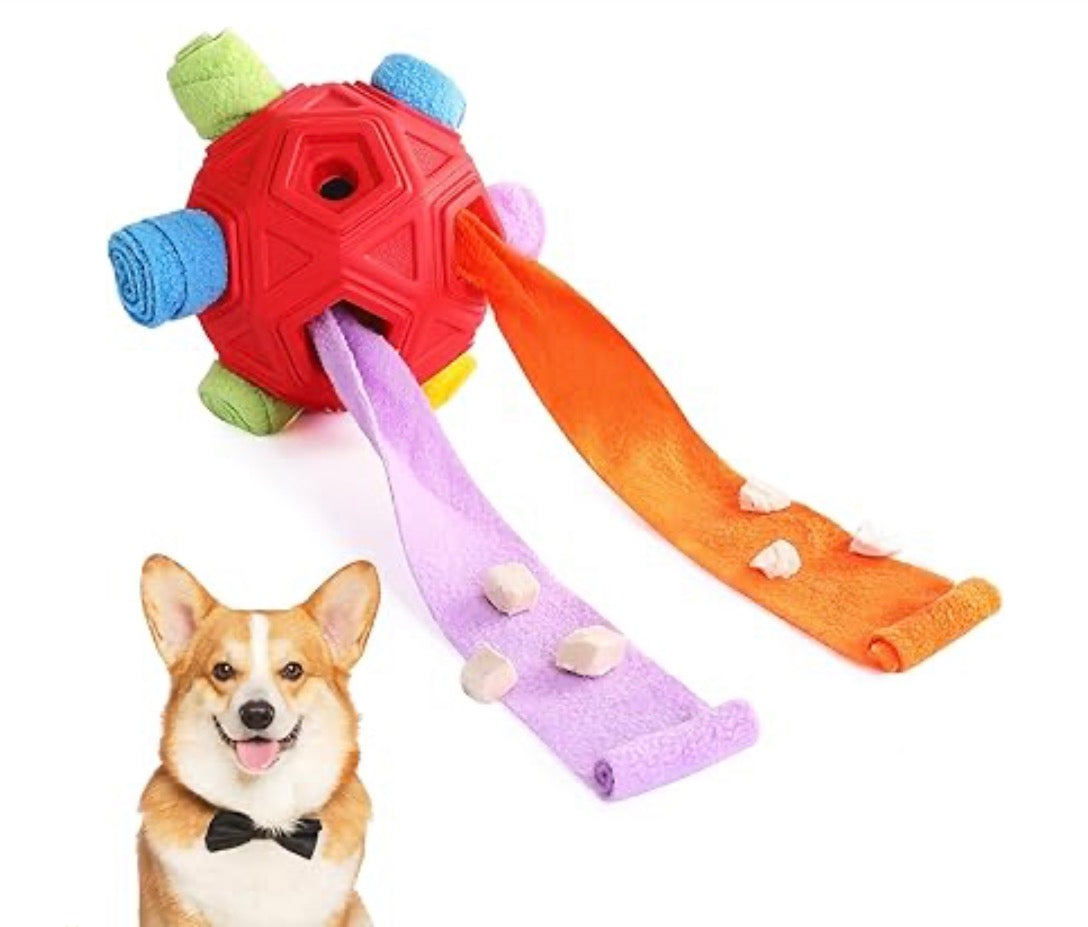 Dog Snuffle Ball Toy, Interactive Dog Puzzle Ball, Encourage Natural Foraging Skills Slow Feeder Training Dog Sniff Toy (Red)